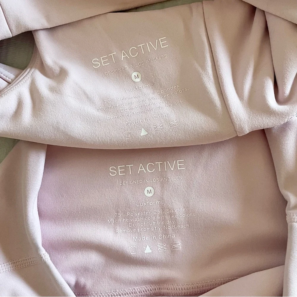 SET ACTIVE Luxform Sports Bra & Biker Shorts Workout Set Women’s M Pink - Picture 5 of 10